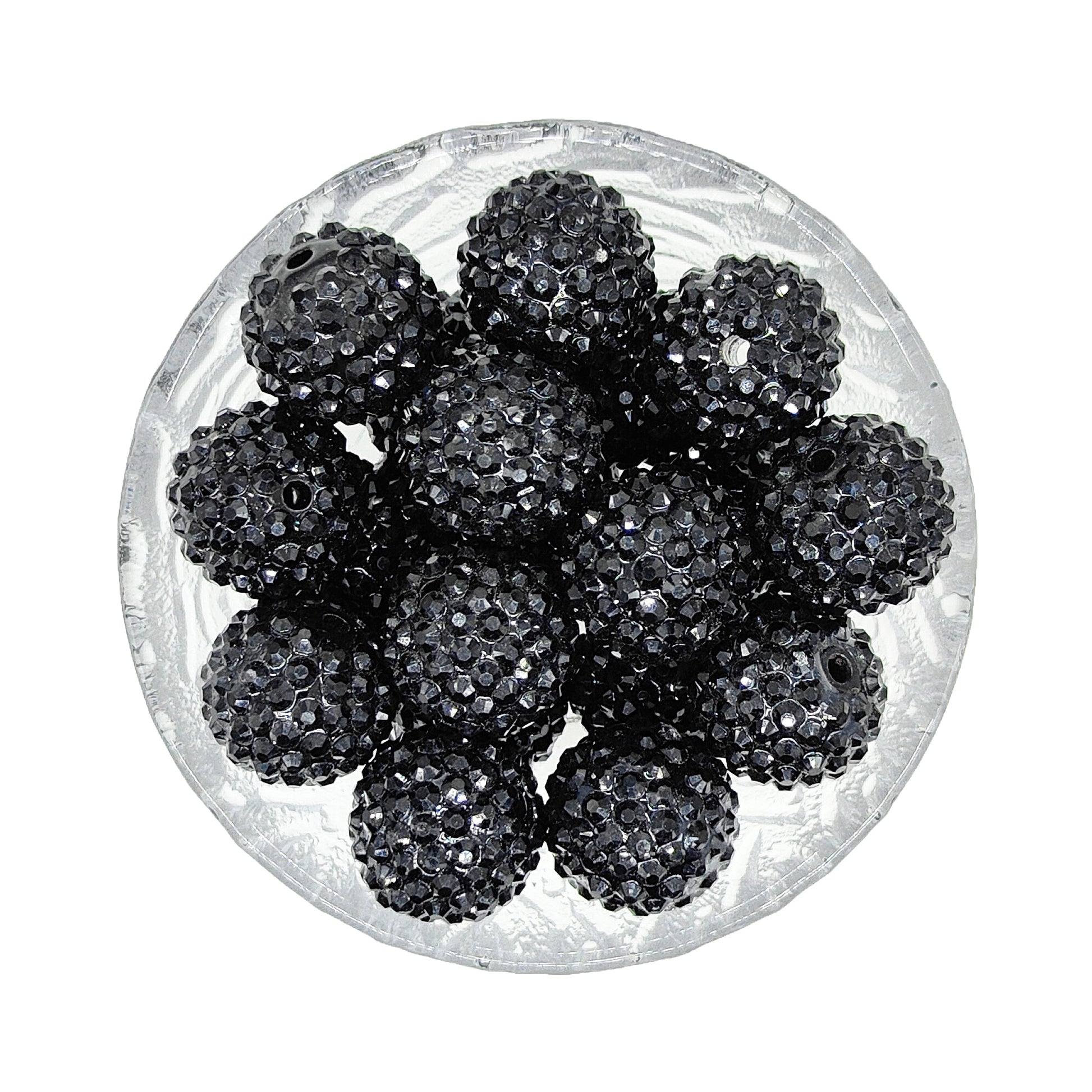 20mm Black Rhinestone Chunky Acrylic Bubblegum Beads