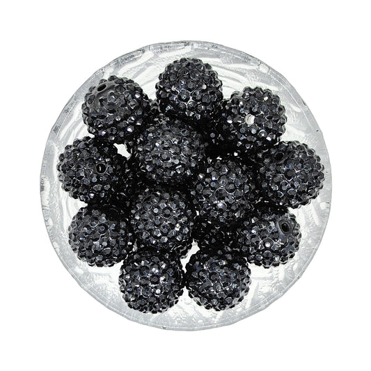 20mm Black Rhinestone Chunky Acrylic Bubblegum Beads