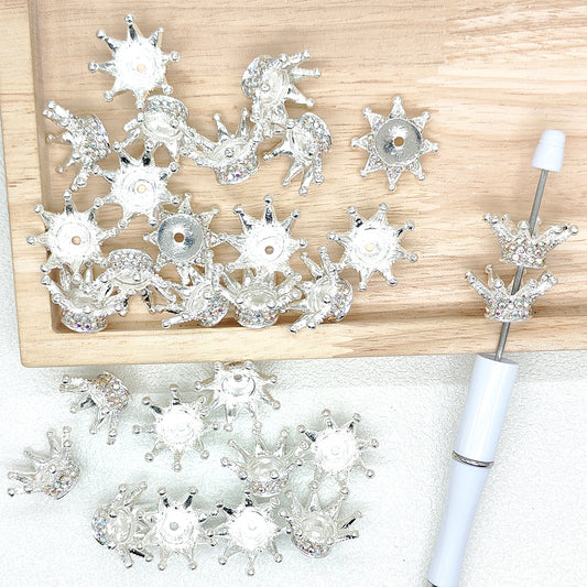 Bling Silver Crown Rhinestone Metal Bead Spacer