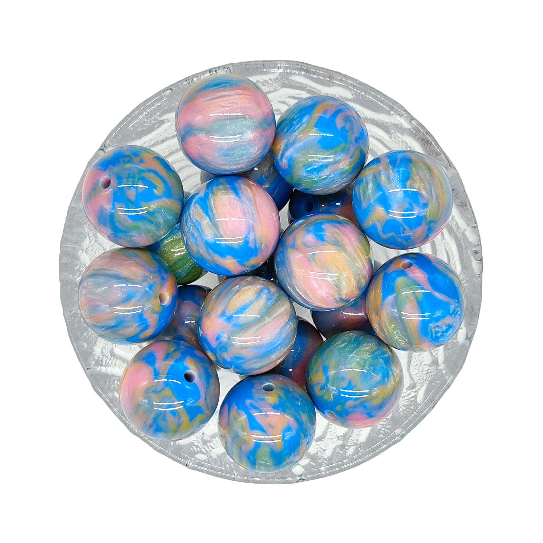 20mm Blue Map Chunky Bubblegum Acrylic Beads