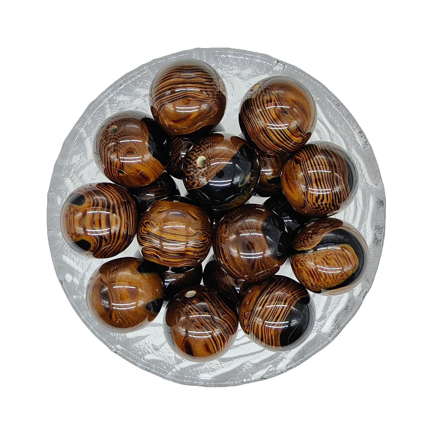 20mm Brown Wood Vein Chunky Bubblegum Acrylic Beads