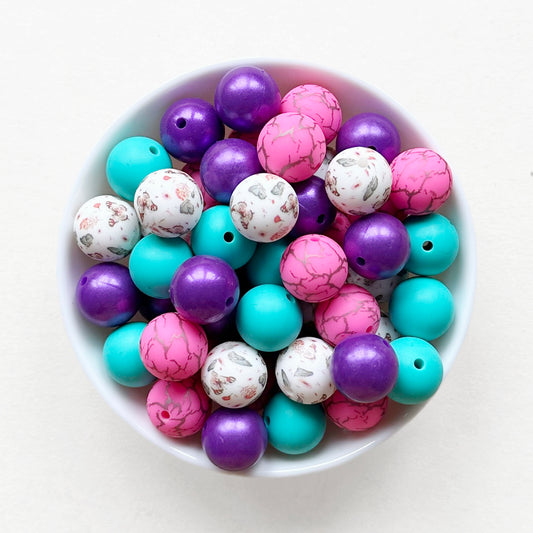 15mm Assorted Loose Silicone Beads Print Beads Mix