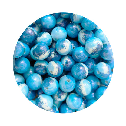 15mm Round Opal Print Silicone Beads
