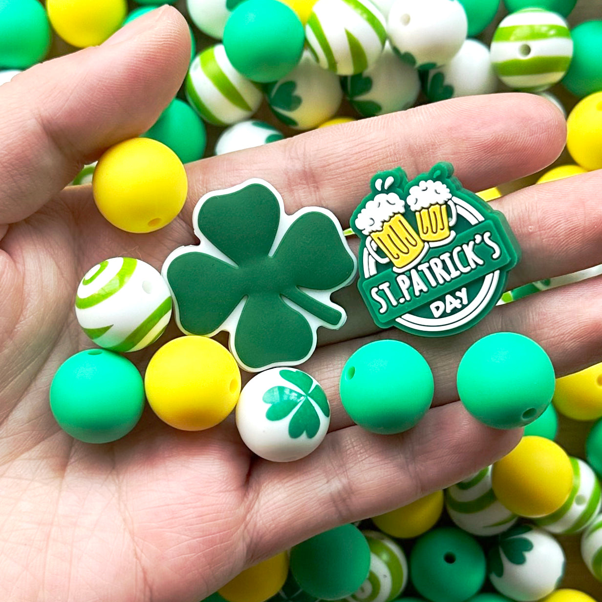 St. Patricks Day Beads,Focal Beads,15mm Silicone Beads,Assorted Beads