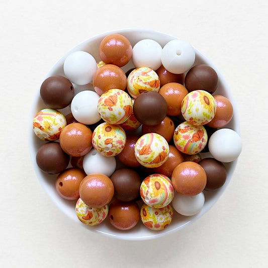 Assorted 15mm Print Loose Silicone Beads,Silicone Bead Mixed