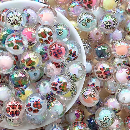 16mm Colorful Acrylic Paw Beads,UV Gumball Beads