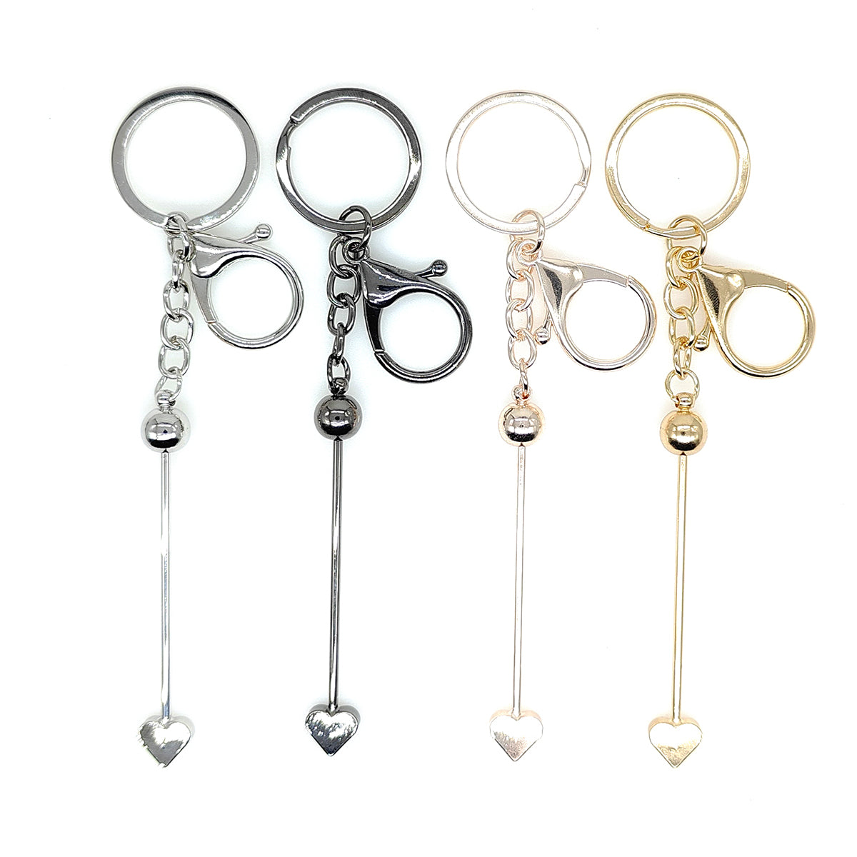 5Pcs/Lot Heart Beadable Keychain Bar
