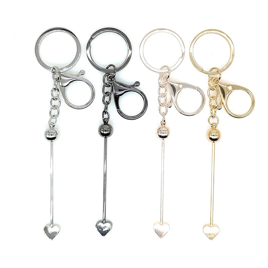 5Pcs/Lot Heart Beadable Keychain Bar