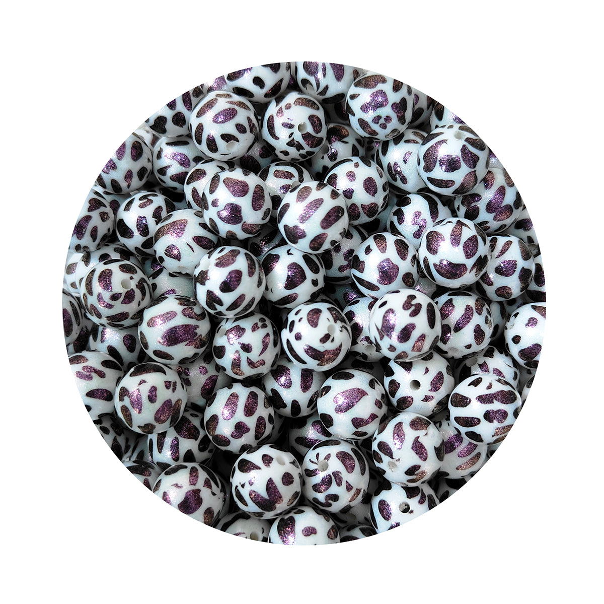 15mm Round Opal Print Silicone Beads