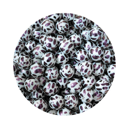 15mm Round Opal Print Silicone Beads