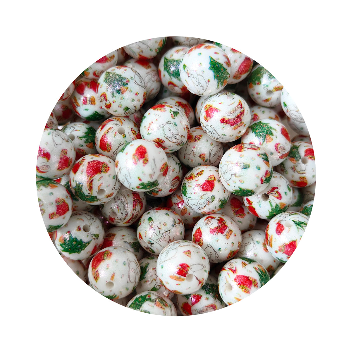 15mm Round Opal Print Silicone Beads