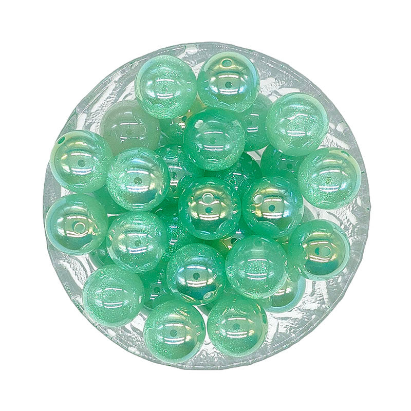 16mm Round Bubblegum Glitter Acrylic Beads