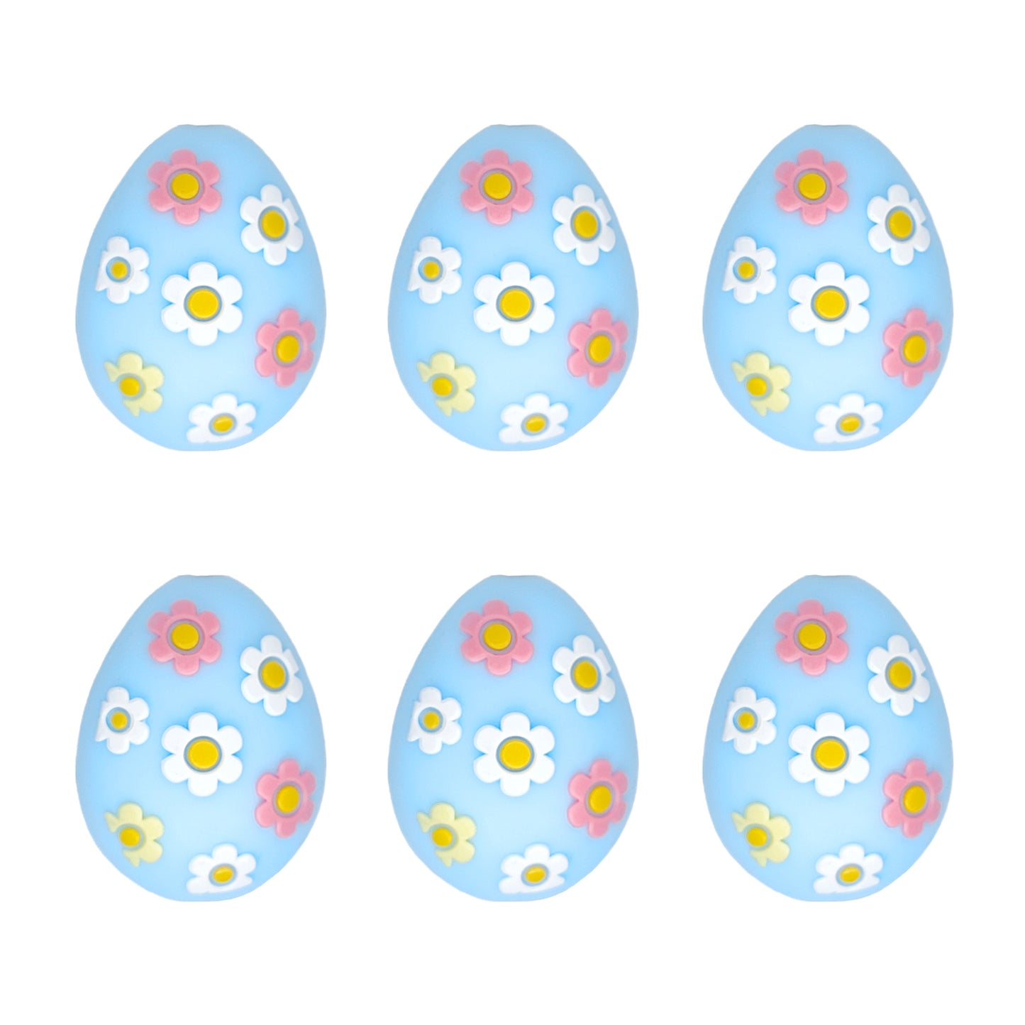 3D Easter Colorful Flower Eggs Silicone Focal Beads
