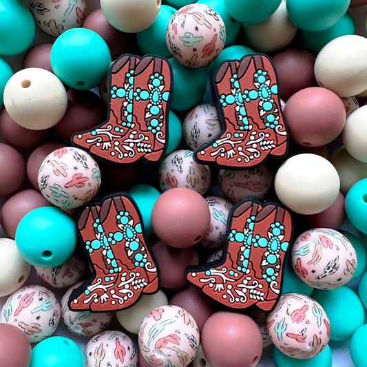 24/48Pcs Assorted Beads, Western Cowboy Boots Focal&15mm Beads