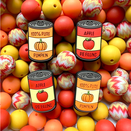 24/48Pcs Assorted Beads, Silicone Beads Mix Set, Pumpkin Apple Can Beads