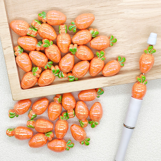 Carrot Beads Vegetable Shaped Acrylic Charm Beads