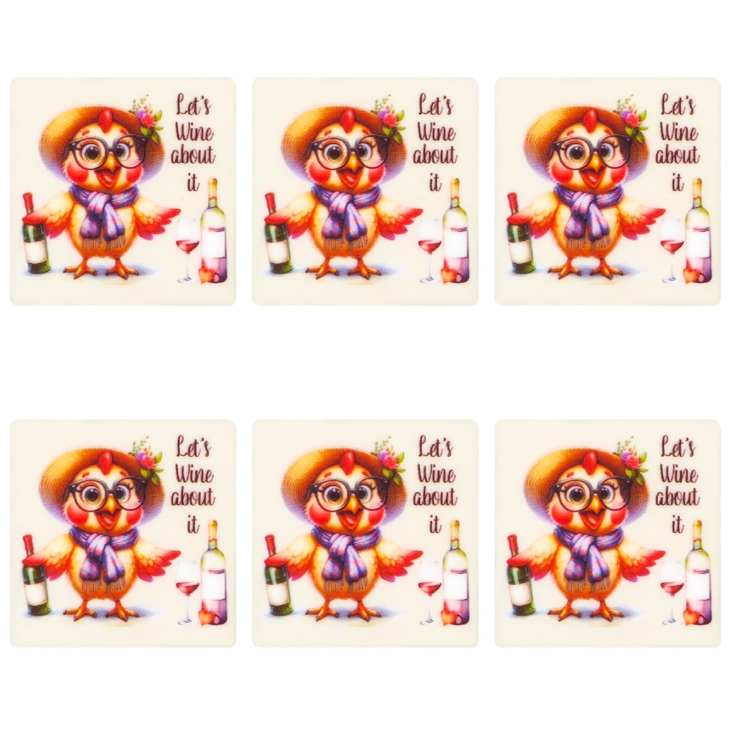 Chicken Wine Funny Animal Square Print Focal
