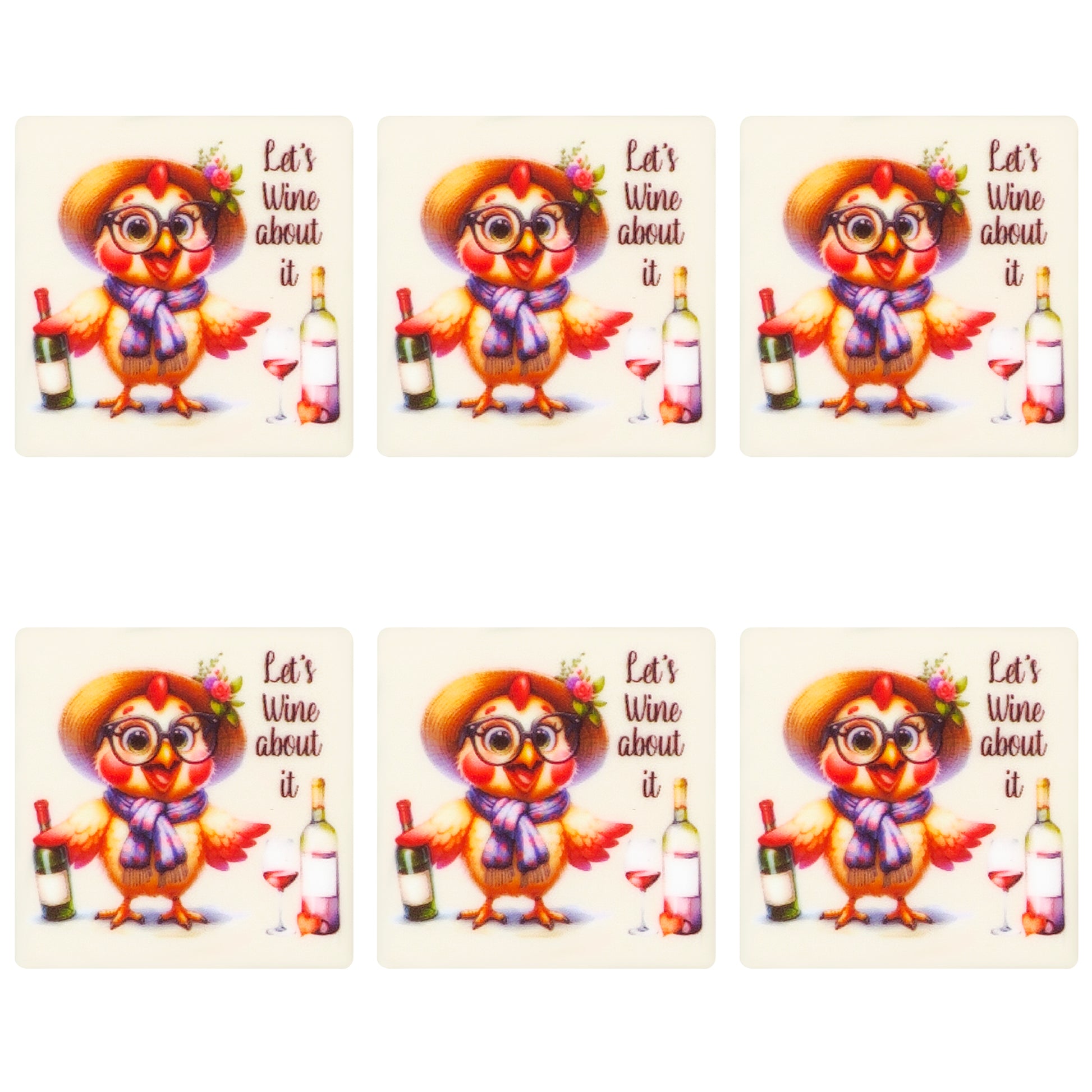 Chicken Wine Funny Animal Square Print Focal