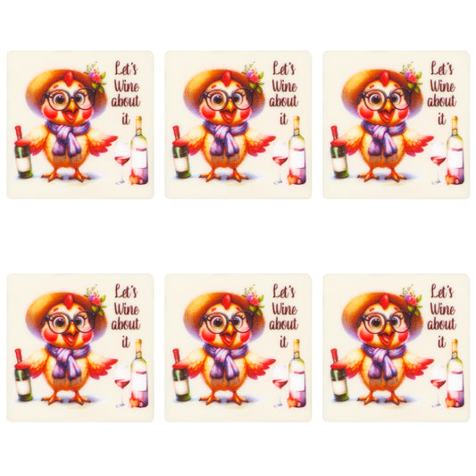Chicken Wine Funny Animal Square Print Focal
