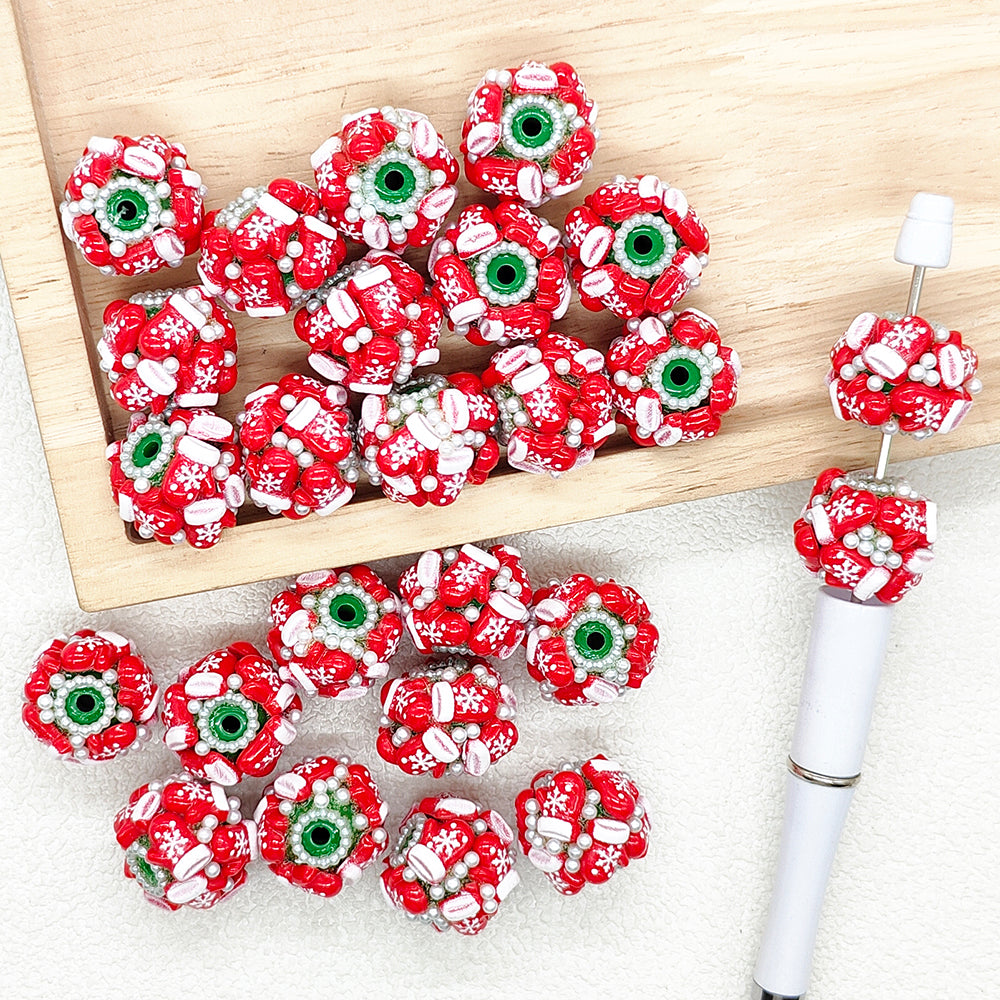 Christmas Snowflake Gloves Pearl Fancy Acrylic Beads
