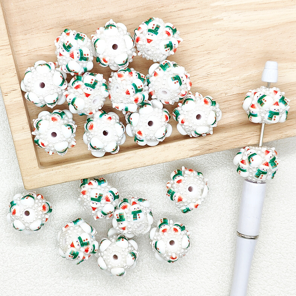 Christmas Snowman Pearl Acrylic Beads,Fancy Beads