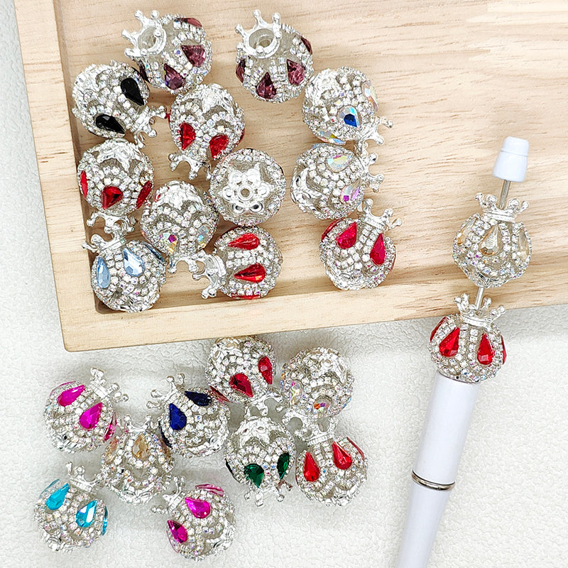 Crown Rhinestone Teardrop Gem Fancy Beads,Acrylic Ball
