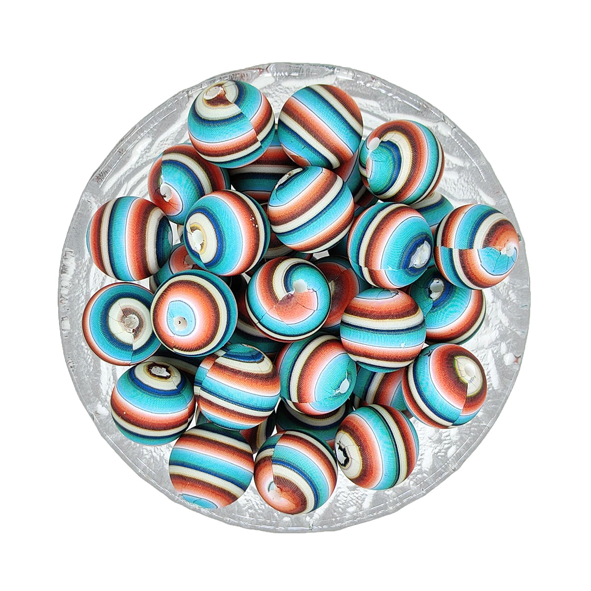 15mm Round Print Silicone Beads