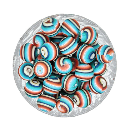 15mm Round Print Silicone Beads