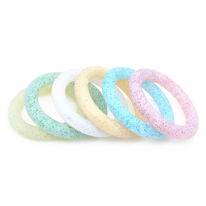 65mm Glitter Silicone Round Loop with 2 hole