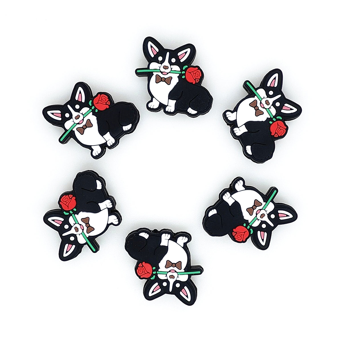 Corgi With Rose Silicone Focal