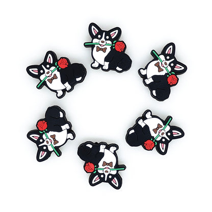 Corgi With Rose Silicone Focal