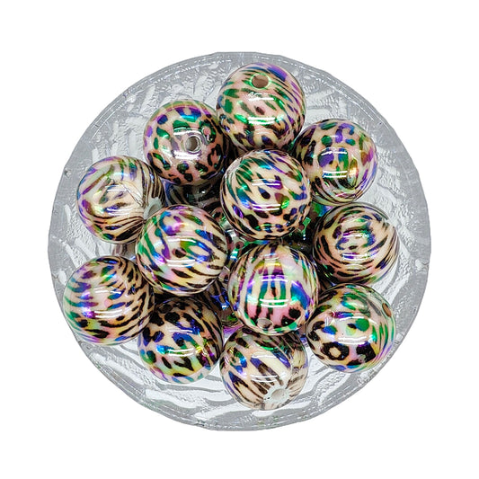 16/20mm UV Opal Leopard Chunky Bubblegum Acrylic Beads
