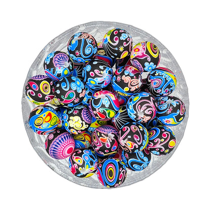 15mm New Print Silicone Beads