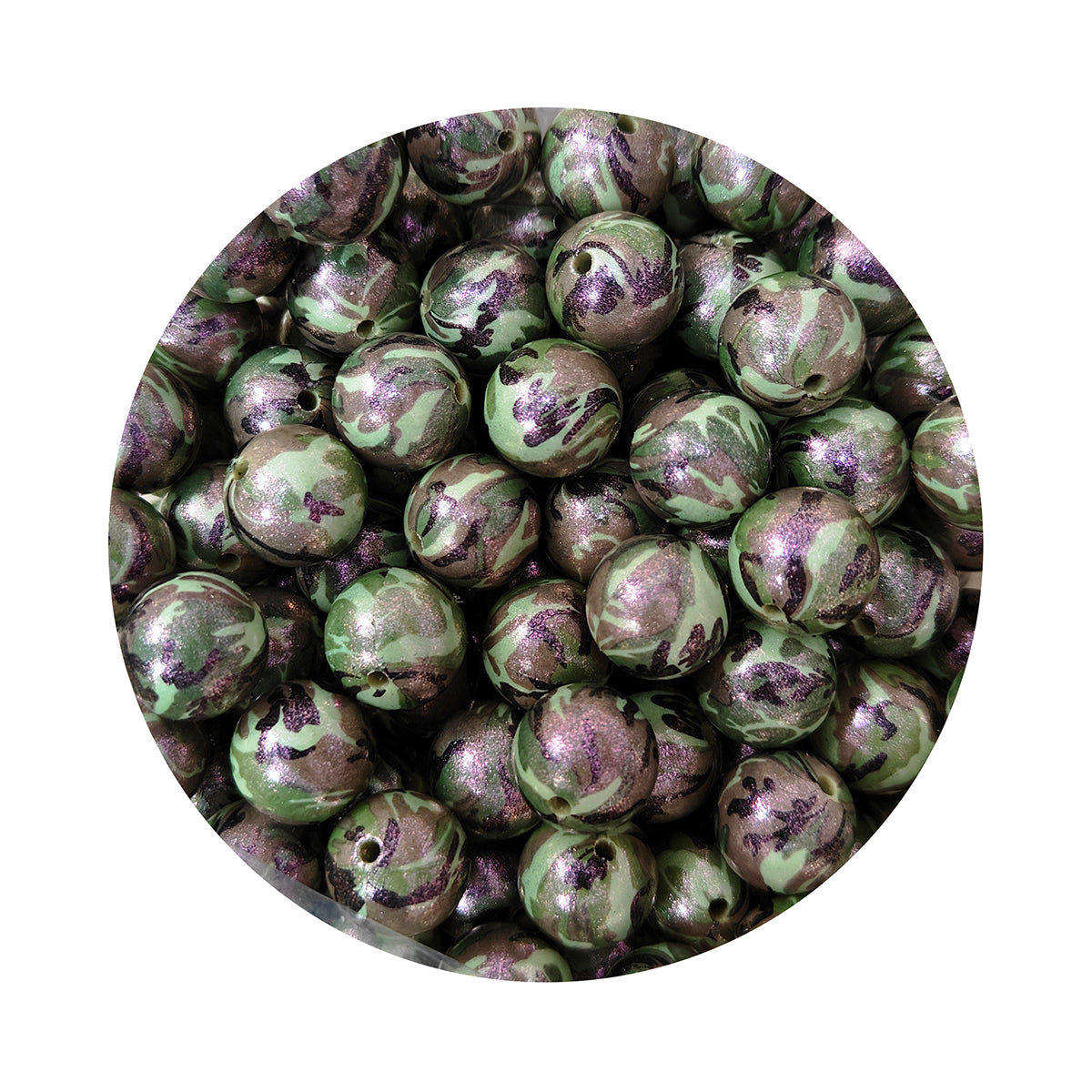 15mm Round Opal Print Silicone Beads