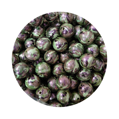 15mm Round Opal Print Silicone Beads