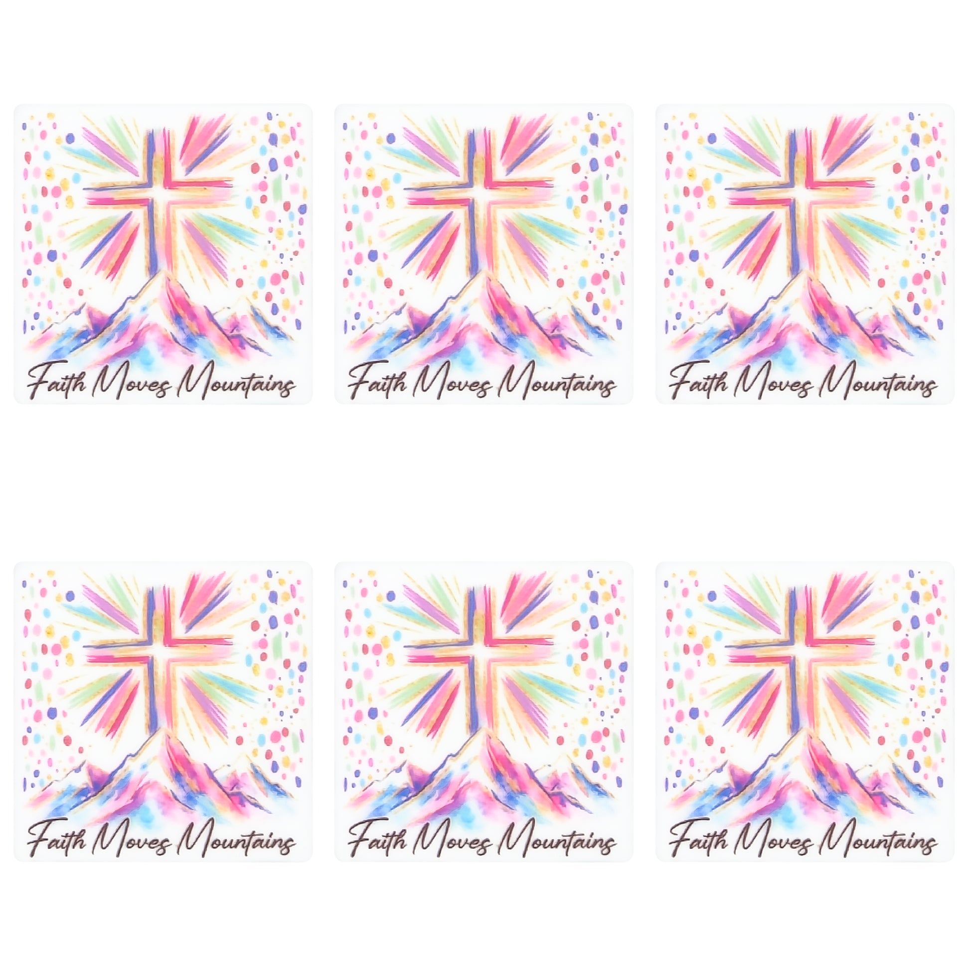 Faith Moves Mountains Cross Square Print Focal
