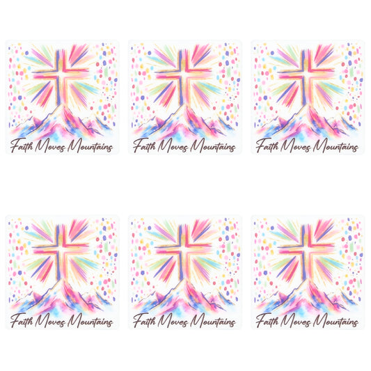Faith Moves Mountains Cross Square Print Focal