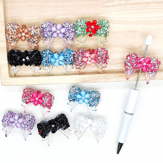 Fancy Flower Bowknot Rhinestone Acrylic Beads