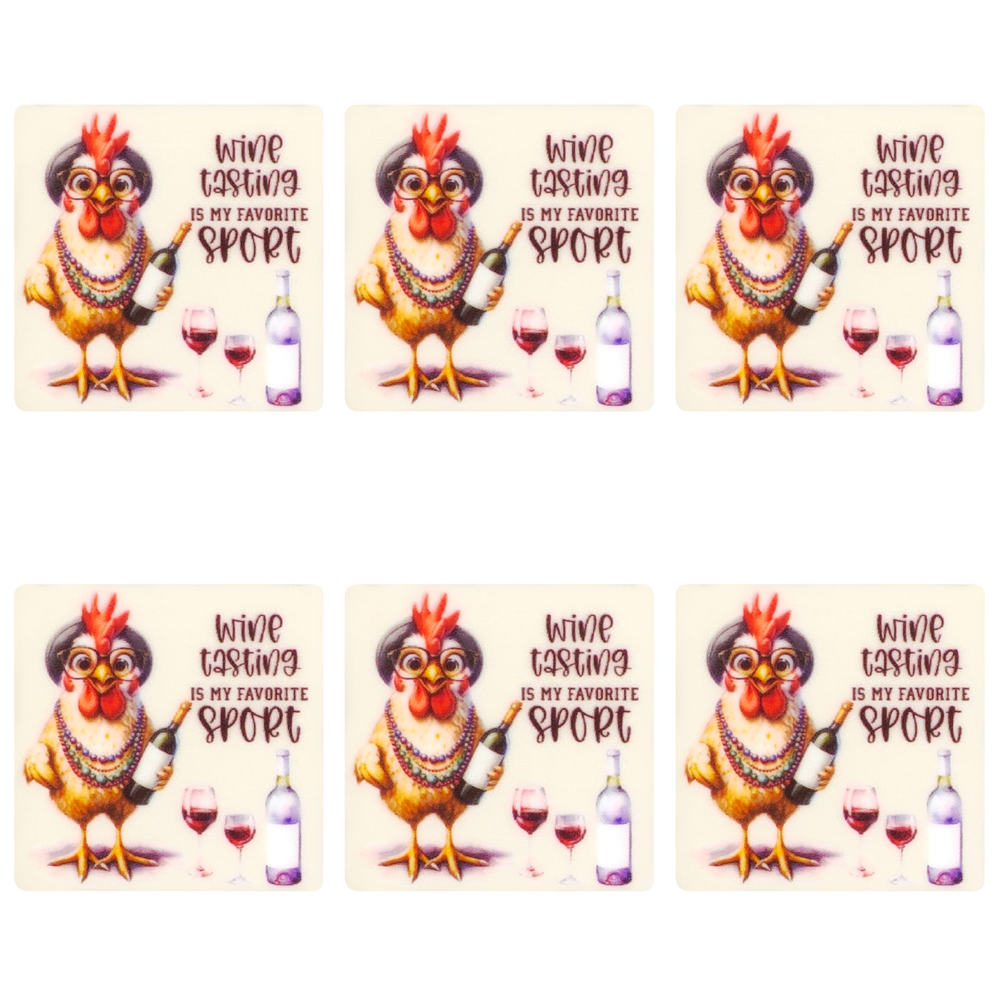 Funny Chicken Wine Square Print Focal