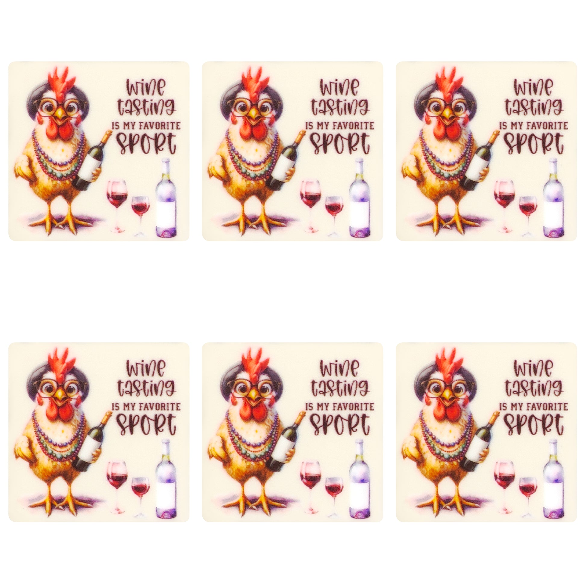 Funny Chicken Wine Square Print Focal