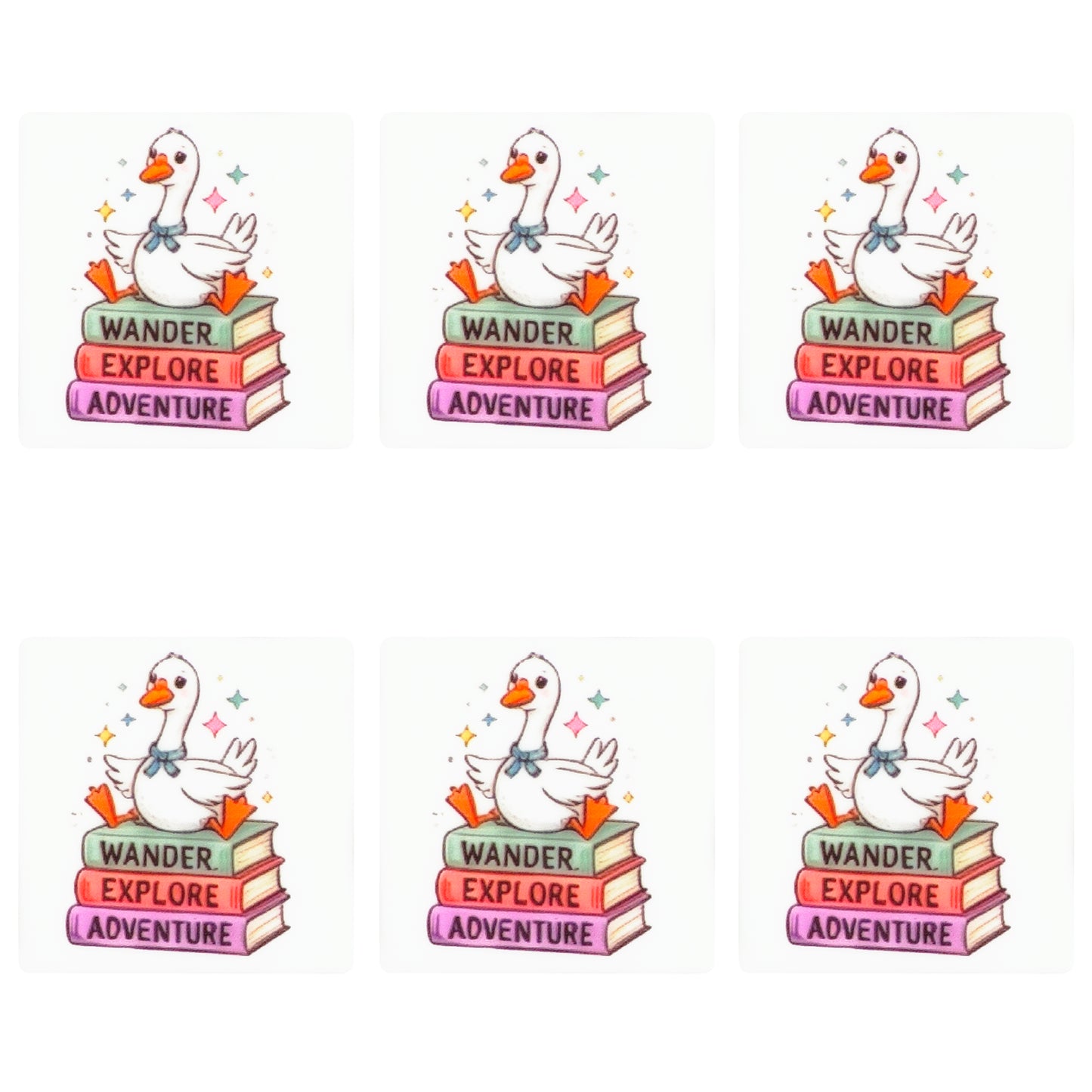 Goose on Stacked Books Square Print Focal