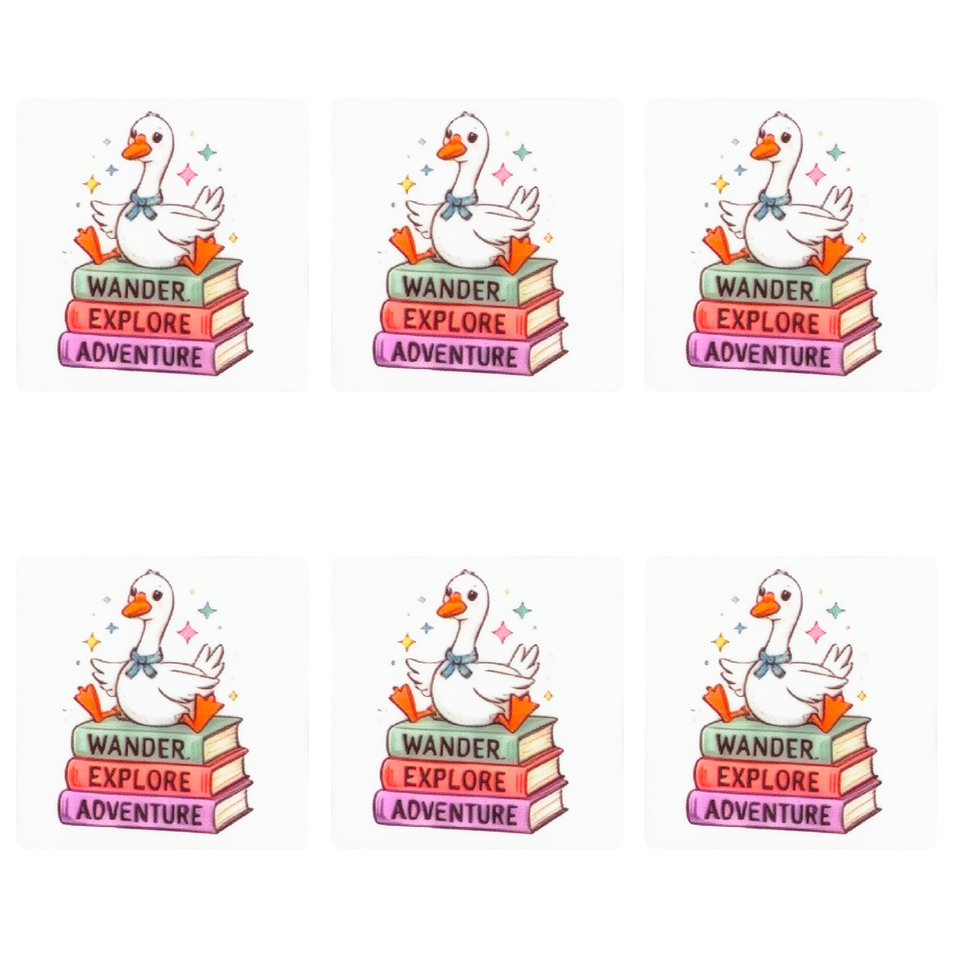 Goose on Stacked Books Square Print Focal