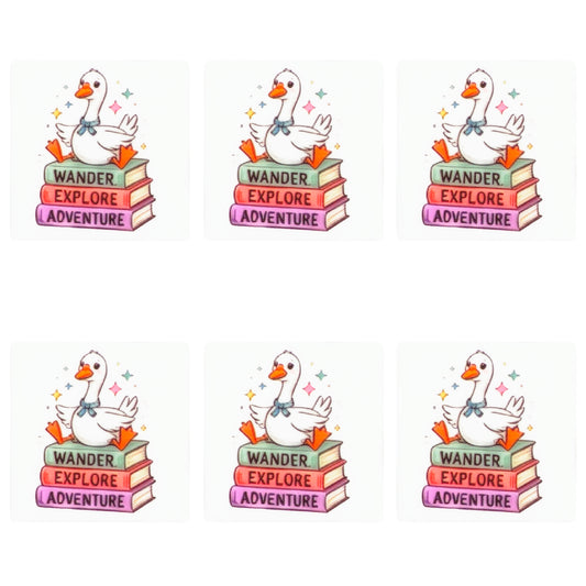 Goose on Stacked Books Square Print Focal