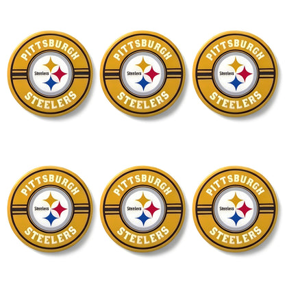 New Flat Round Print Silicone Football Team Focal Beads