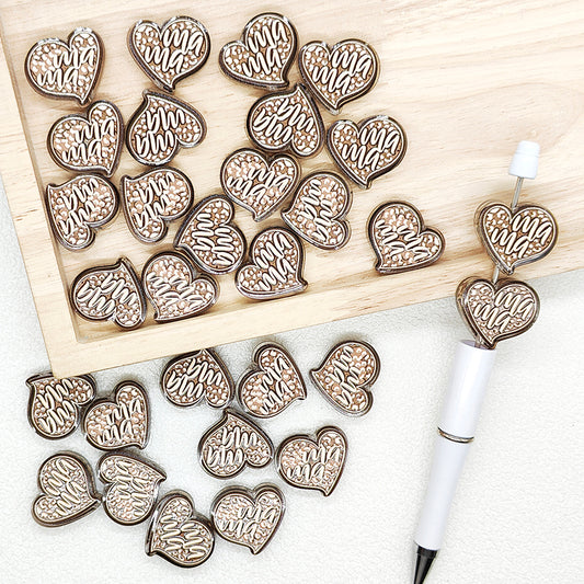 Heart MAMA Acrylic Focal Beads,Mom Beads