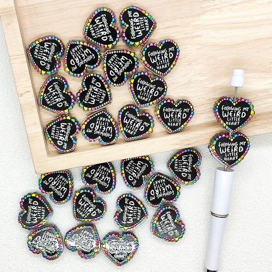 Heart Quote Acrylic Beads,Charm Focal Beads