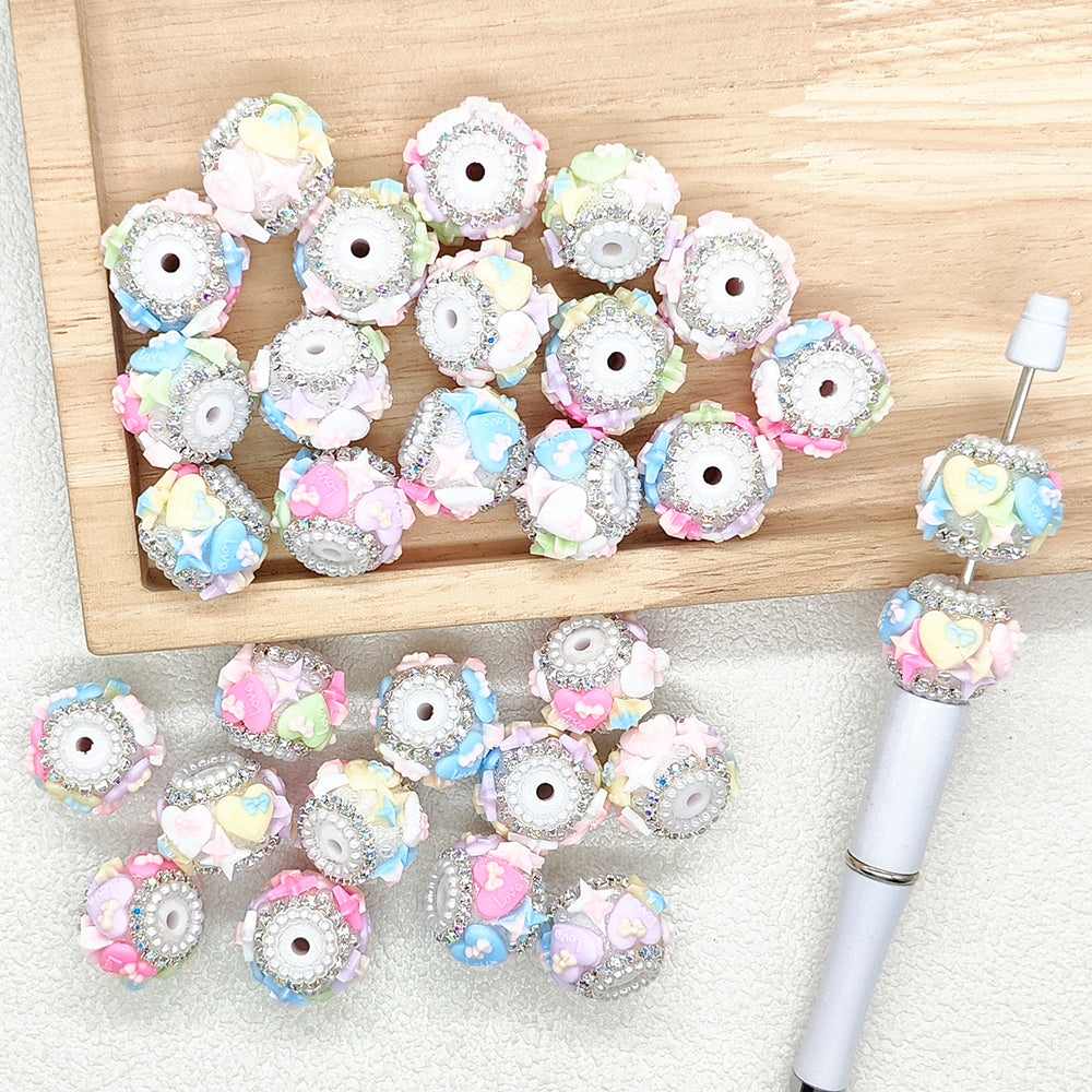 Heart Star Bling Acrylic Beads,Fancy Loose Beads