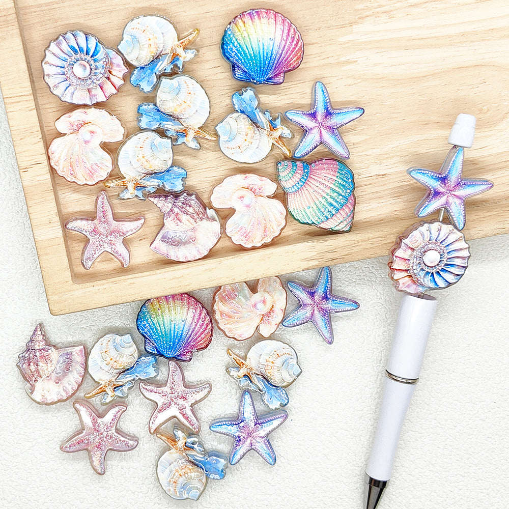 Hibiscus Flower Acrylic Flat Focal Beads