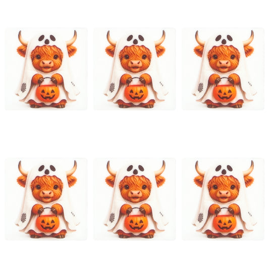 Highland Cow Ghost Square Print Focal
