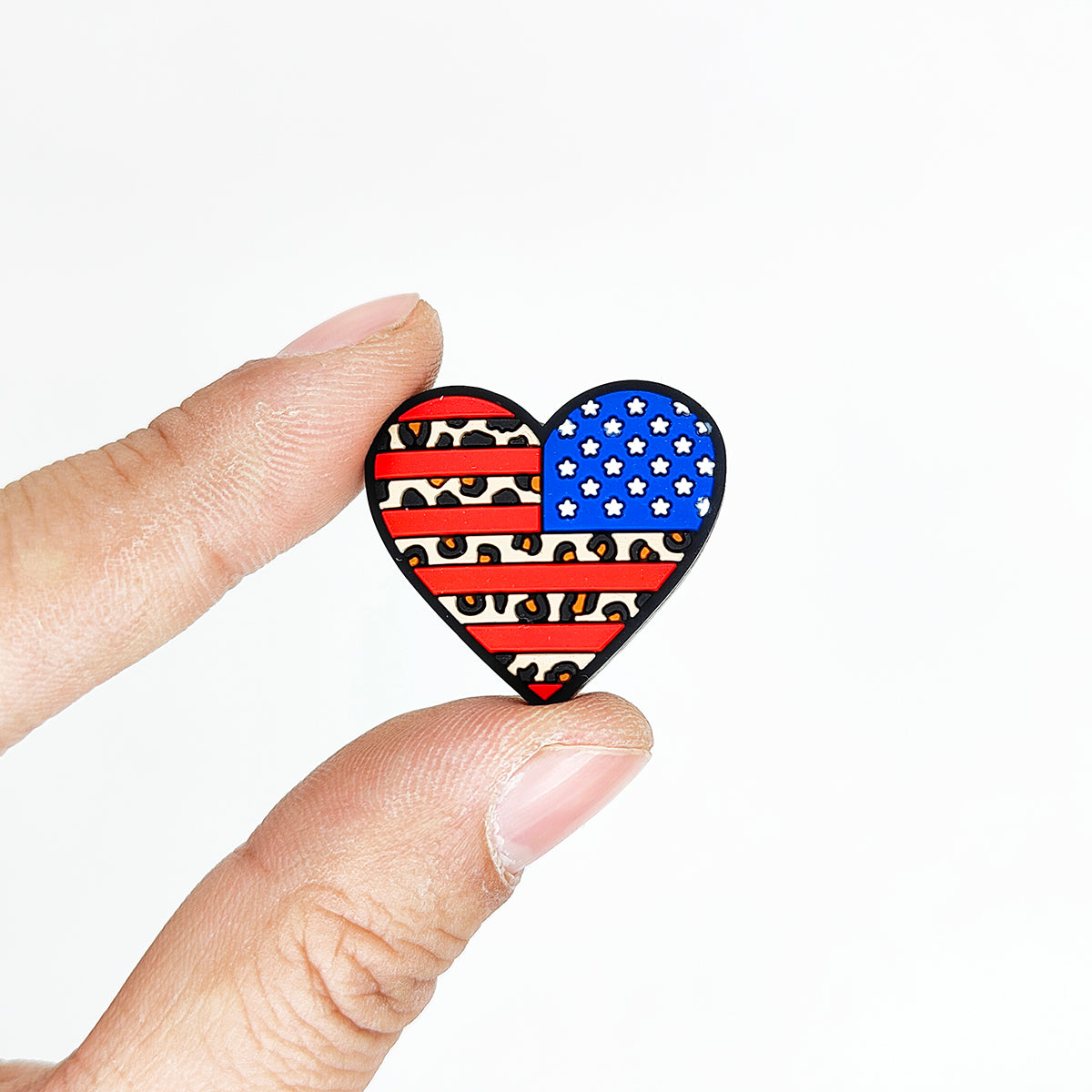 Patriotic Leopard Heart Focal